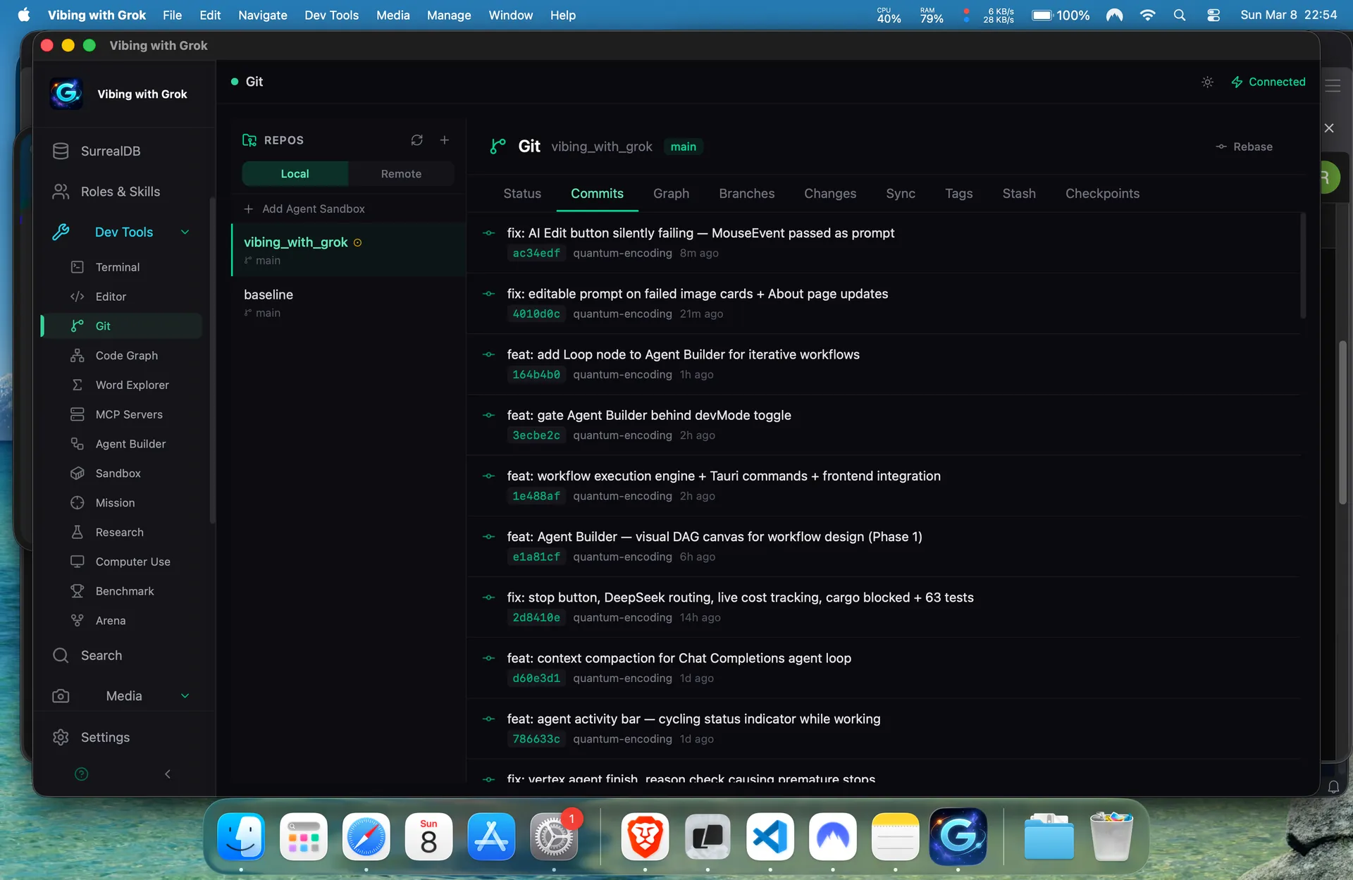 Git Dashboard — full git management with 35+ operations